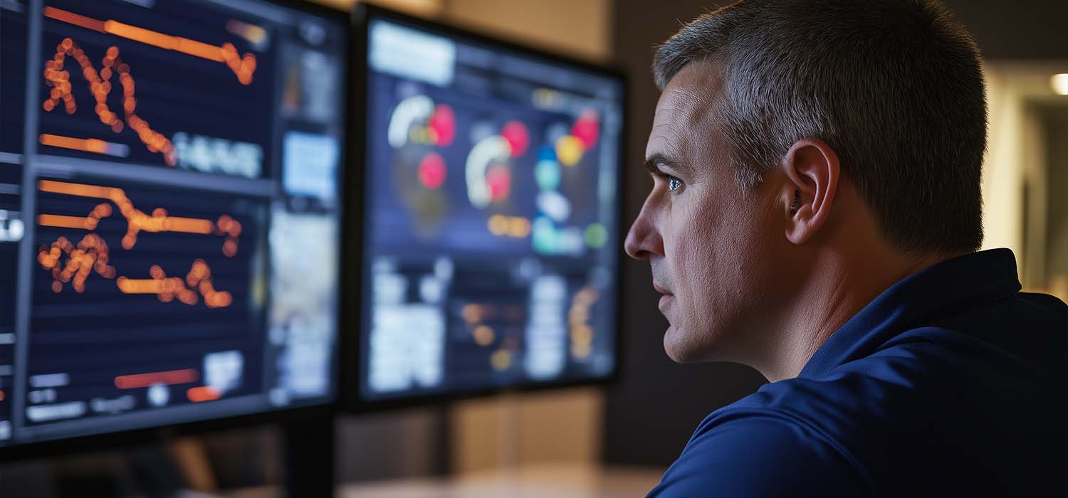 IT professional monitoring incident response metrics on a dashboard