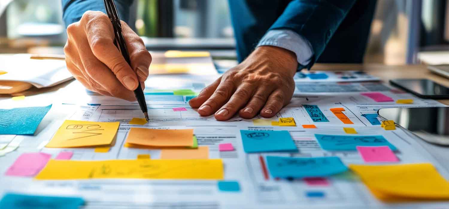 Business owner discussing an IT strategy roadmap with a consultant