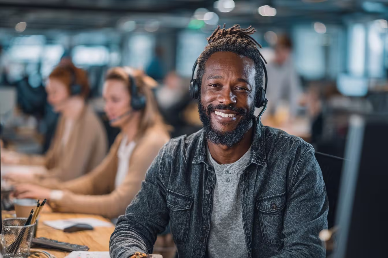 Diverse team in automated IT support office